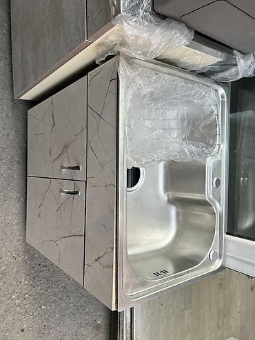 Тумба для кухни, С мойкой, Напольная, ДСП, цвет - Серый at lalafo.kg Тумба для кухни, С мойкой, Напольная, ДСП, цвет - Серый