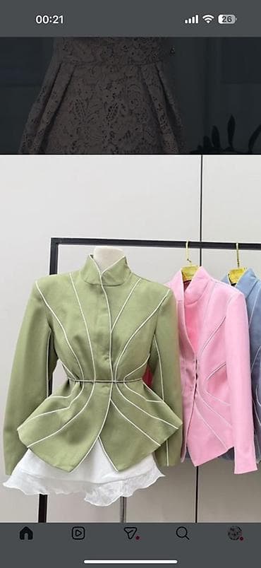 Көйнөктөр: Женский жакет с фигурной прострочкой и баской - Силуэт: приталенный с lalafo.kg да — 1 Көйнөктөр: Женский жакет с фигурной прострочкой и баской - Силуэт: приталенный с — 1