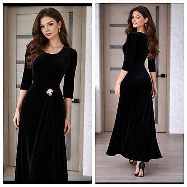 Вечернее платье, Классическое, Длинная модель, Велюр, С рукавами, Стразы, M at lalafo.kg Вечернее платье, Классическое, Длинная модель, Велюр, С рукавами, Стразы, M