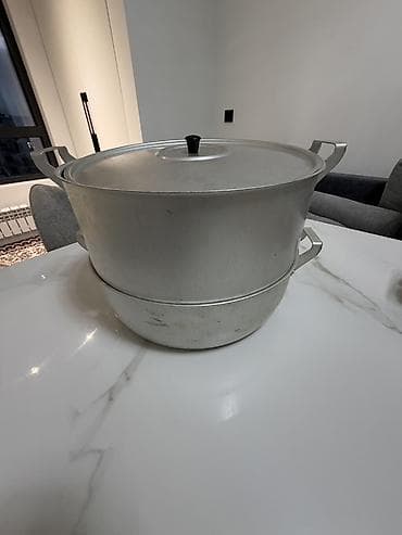 Алюминиевый мантовар/каскан с крышкой и вставками для приготовления на at lalafo.kg Алюминиевый мантовар/каскан с крышкой и вставками для приготовления на