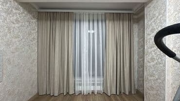 Комплект штор, Сатин, С тюлем в комплекте, Готовое изделие, Для спальни at lalafo.kg Комплект штор, Сатин, С тюлем в комплекте, Готовое изделие, Для спальни