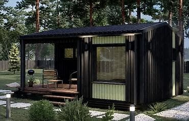 Двухмодульный БарнХаус — компактный дом площадью 37,2 м² Планировка at lalafo.kg Двухмодульный БарнХаус — компактный дом площадью 37,2 м² Планировка