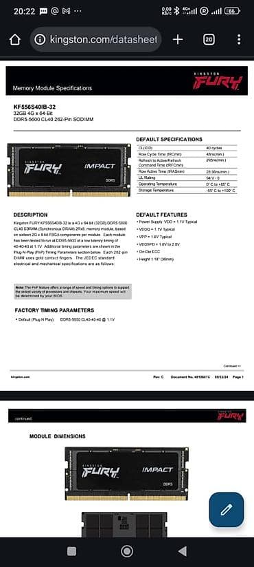 Оперативная память, Новый, Kingston, 32 ГБ, DDR5, 5600 МГц, Для ноутбука at lalafo.kg — 3 Оперативная память, Новый, Kingston, 32 ГБ, DDR5, 5600 МГц, Для ноутбука — 3