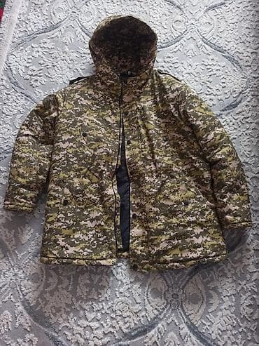 Камуфляжная куртка с капюшоном - Утеплённая, удлинённого кроя - at lalafo.kg Камуфляжная куртка с капюшоном - Утеплённая, удлинённого кроя -