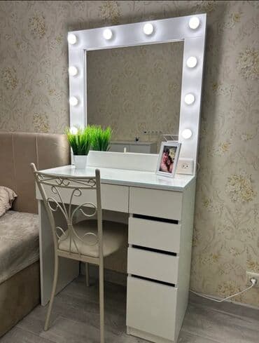 Туалетный столик, Новый, Со шкафом, цвет - Белый, ЛДСП at lalafo.kg Туалетный столик, Новый, Со шкафом, цвет - Белый, ЛДСП