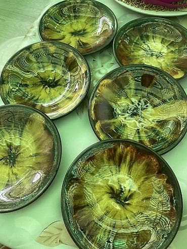 Набор из 6 керамических блюдец - Материал: керамика, глазурь с at lalafo.kg Набор из 6 керамических блюдец - Материал: керамика, глазурь с