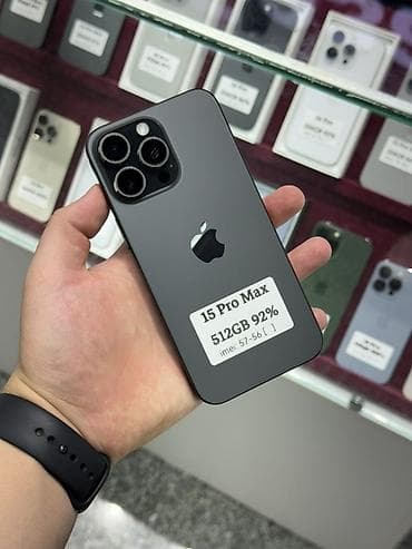 IPhone 15 Pro Max, Б/у, 512 ГБ, Black Titanium, Защитное стекло, Чехол, Кабель, В рассрочку, 92 % at lalafo.kg IPhone 15 Pro Max, Б/у, 512 ГБ, Black Titanium, Защитное стекло, Чехол, Кабель, В рассрочку, 92 %