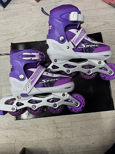 Детские раздвижные роликовые коньки Power Sport, фиолетовые - Тип lalafo.kg да Детские раздвижные роликовые коньки Power Sport, фиолетовые - Тип