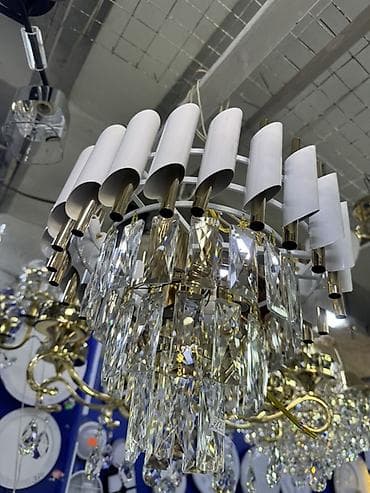 Люстра потолочная с кристаллами - Декор: многоярусные прямоугольные lalafo.kg да Люстра потолочная с кристаллами - Декор: многоярусные прямоугольные