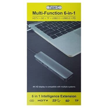 Хаб 6 in 1 - Type-С to HDMI + USB3.0 x 2 + PD x 1 + SD-TF x 1 + LAN x at lalafo.kg Хаб 6 in 1 - Type-С to HDMI + USB3.0 x 2 + PD x 1 + SD-TF x 1 + LAN x