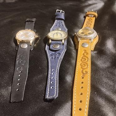 Часы наручные с широкими кожаными ремнями ручной работы - Модели: три at lalafo.kg Часы наручные с широкими кожаными ремнями ручной работы - Модели: три