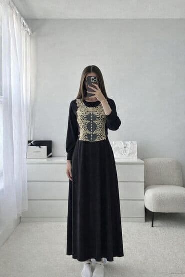 🖤 Элегантное чёрное платье в пол с изысканной отделкой 🖤 Очень at lalafo.kg 🖤 Элегантное чёрное платье в пол с изысканной отделкой 🖤 Очень