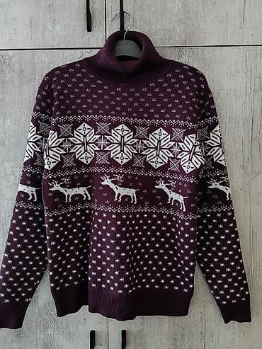 Свитер с высоким воротником и зимним жаккардовым узором. - Цвет at lalafo.kg Свитер с высоким воротником и зимним жаккардовым узором. - Цвет