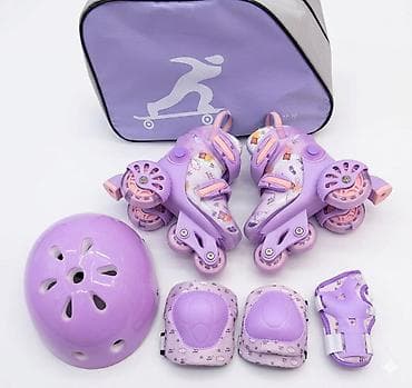 Новые детский роллер-набор в сиреневом цвете В комплекте: - lalafo.kg да Новые детский роллер-набор в сиреневом цвете В комплекте: -