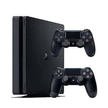 Игровая консоль Sony PlayStation 4 Slim (черная) в комплекте с двумя at lalafo.kg Игровая консоль Sony PlayStation 4 Slim (черная) в комплекте с двумя