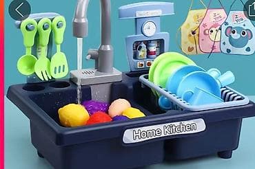 Игрушечная мойка, плита посуда, овощи. Если вставить батарейки at lalafo.kg Игрушечная мойка, плита посуда, овощи. Если вставить батарейки