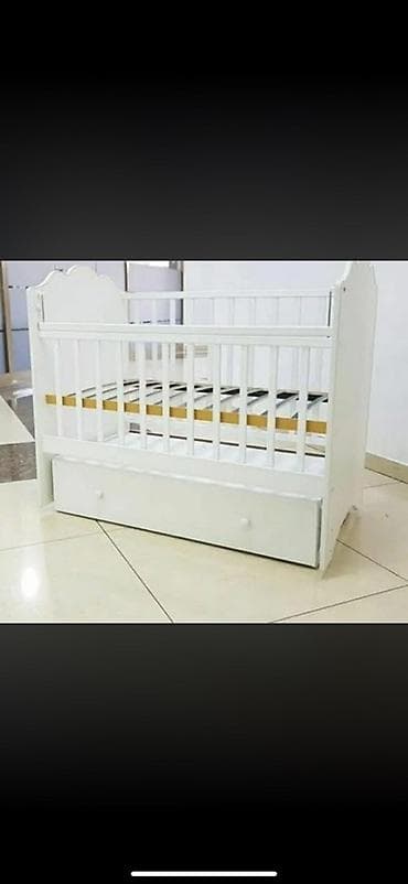 Детская кроватка с ящиком для хранения - Цвет: белый, нейтральный для at lalafo.kg Детская кроватка с ящиком для хранения - Цвет: белый, нейтральный для