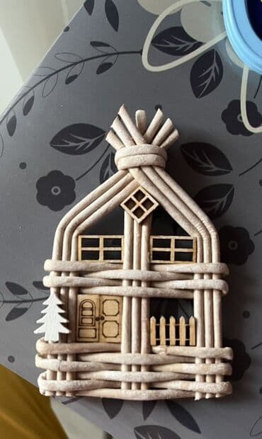 Новогодняя игрушка. - Ручная работа: плетенный домик, игрушка на at lalafo.kg Новогодняя игрушка. - Ручная работа: плетенный домик, игрушка на