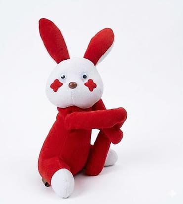 Игрушка для интерьера красный заяц, высота 32 см. Такой зайчик at lalafo.kg Игрушка для интерьера красный заяц, высота 32 см. Такой зайчик