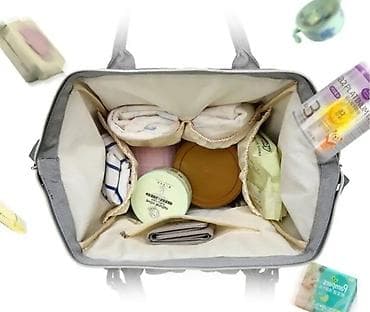 Стильный и функциональный серый рюкзак-сумка для мам, предназначенный at lalafo.kg Стильный и функциональный серый рюкзак-сумка для мам, предназначенный