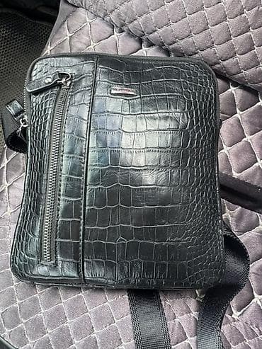Butun Сумка через плечо мужская, черная, под крокодила. - Материал at lalafo.kg Butun Сумка через плечо мужская, черная, под крокодила. - Материал