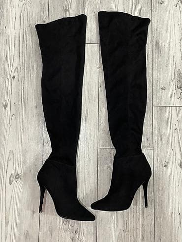 Женские ботфорты-носок на шпильке, цвет черный - Фасон: ботфорты выше at lalafo.kg Женские ботфорты-носок на шпильке, цвет черный - Фасон: ботфорты выше