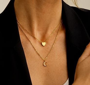 Ожерелье О ✨ Двухуровневое ожерелье “Луна и Сердце” — воплощение at lalafo.kg Ожерелье О ✨ Двухуровневое ожерелье “Луна и Сердце” — воплощение