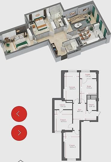 3 комнаты, 90 м², Технопарк Элитка, 8 этаж, ПСО (под самоотделку) at lalafo.kg 3 комнаты, 90 м², Технопарк Элитка, 8 этаж, ПСО (под самоотделку)