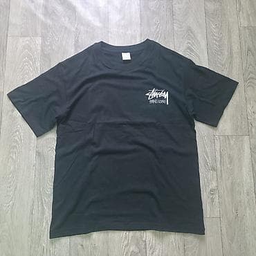 Черная футболка Stüssy Hong Kong - Классическая футболка с коротким lalafo.kg да Черная футболка Stüssy Hong Kong - Классическая футболка с коротким