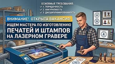 Вакансия: мастер по изготовлению печатей и штампов на лазерном гравере at lalafo.kg Вакансия: мастер по изготовлению печатей и штампов на лазерном гравере
