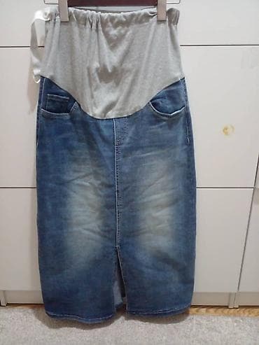 Юбка, Модель юбки: Прямая, Миди, Джинс, Высокая талия, С вырезом at lalafo.kg Юбка, Модель юбки: Прямая, Миди, Джинс, Высокая талия, С вырезом