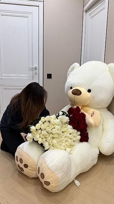 Огромный плюшевый медведь цвета айвори. - Размер: гигантский — выше at lalafo.kg Огромный плюшевый медведь цвета айвори. - Размер: гигантский — выше