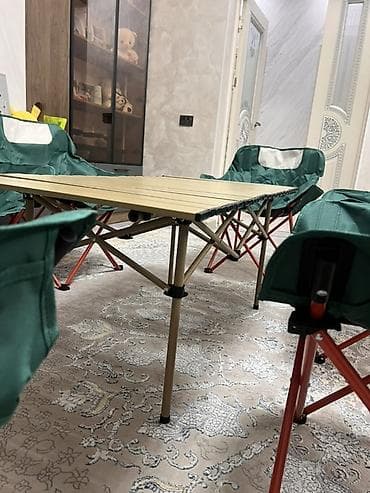 Складной кемпинговый комплект: стол + 6 кресел - Комплектация at lalafo.kg Складной кемпинговый комплект: стол + 6 кресел - Комплектация