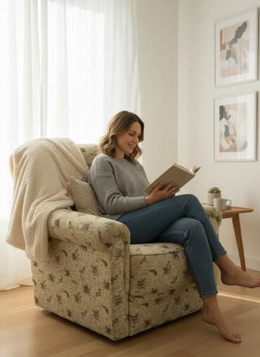 Мягкое кресло с подлокотниками, обитое тканью с цветочным рисунком at lalafo.kg Мягкое кресло с подлокотниками, обитое тканью с цветочным рисунком