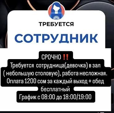 Требуется Официант Без опыта, Оплата: Еженедельно at lalafo.kg Требуется Официант Без опыта, Оплата: Еженедельно