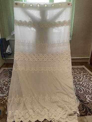 Жуурканга салынуучу шейшептер: Воздушная белая тюлевая штора с вышивкой и люверсами Почти как новый lalafo.kg да — 2 Жуурканга салынуучу шейшептер: Воздушная белая тюлевая штора с вышивкой и люверсами Почти как новый — 2