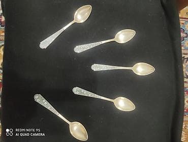 Набор из 5 чайных ложек из серебра ( 875 проба ) Описание: - at lalafo.kg Набор из 5 чайных ложек из серебра ( 875 проба ) Описание: -
