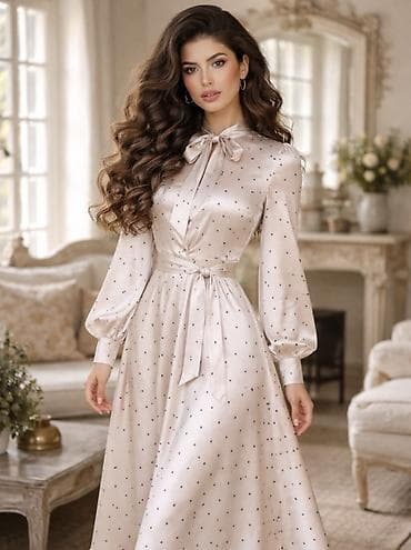 Шелковистое платье миди в горох: - Материал: гладкая ткань с легким at lalafo.kg Шелковистое платье миди в горох: - Материал: гладкая ткань с легким