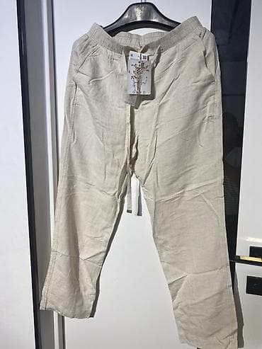 Мужской летний комплект в светлой гамме: 1) Льняные брюки цвета экрю at lalafo.kg Мужской летний комплект в светлой гамме: 1) Льняные брюки цвета экрю