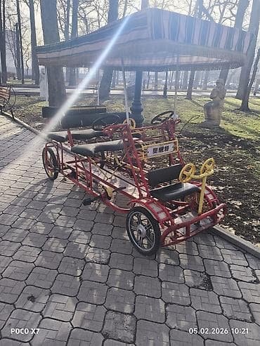 Семейный педальный веломобиль с тентом - Четырёхколёсный, удлинённая at lalafo.kg Семейный педальный веломобиль с тентом - Четырёхколёсный, удлинённая