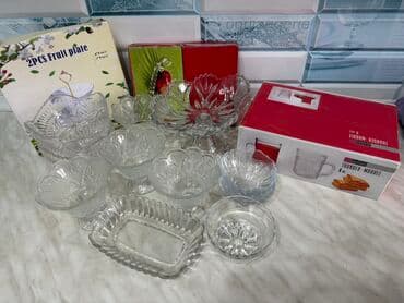 Набор столовой посуды из стекла для сервировки десертов и фруктов at lalafo.kg Набор столовой посуды из стекла для сервировки десертов и фруктов