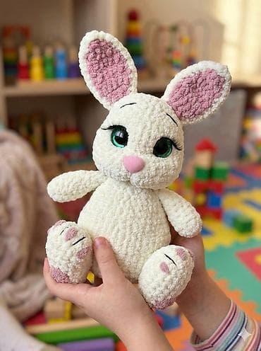 Игрушка мягкая «Зайка» - Очаровательный плюшевый зайчик с большими at lalafo.kg Игрушка мягкая «Зайка» - Очаровательный плюшевый зайчик с большими