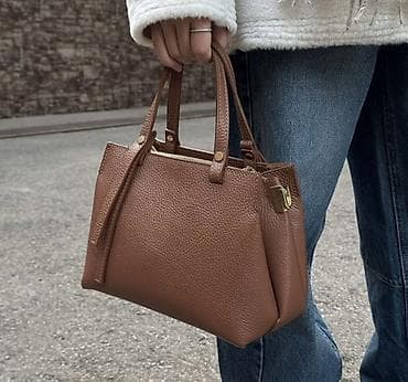 Сумка-тоут из натуральной кожи производства Италия, цвет тёплый at lalafo.kg Сумка-тоут из натуральной кожи производства Италия, цвет тёплый