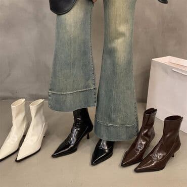 Женские ботильоны-носки на шпильке - Силуэт: узкие ботильоны с острым at lalafo.kg Женские ботильоны-носки на шпильке - Силуэт: узкие ботильоны с острым