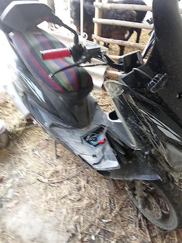 Скутер Stels/Sloms (надпись на облицовке), черный цвет. Основные at lalafo.kg Скутер Stels/Sloms (надпись на облицовке), черный цвет. Основные