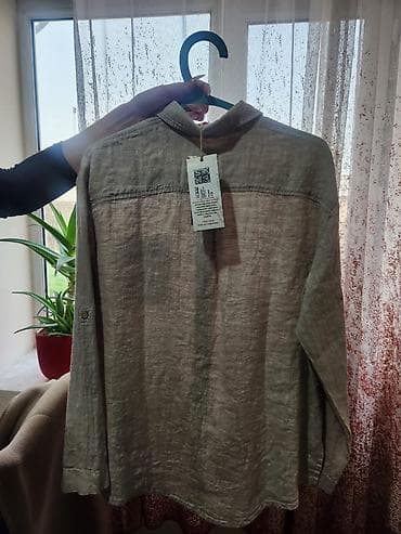 Льняная женская блуза с длинным рукавом - Материал: 100% лен — at lalafo.kg Льняная женская блуза с длинным рукавом - Материал: 100% лен —