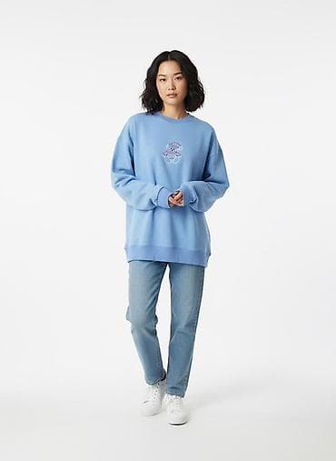 Женский свитшот с милой вышивкой медвежонка на груди. - Фасон at lalafo.kg Женский свитшот с милой вышивкой медвежонка на груди. - Фасон