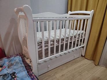 Манеж-кровать, Б/у, С комодом, МДФ at lalafo.kg Манеж-кровать, Б/у, С комодом, МДФ