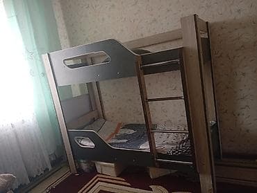 Двухъярусная детская кровать, Б/у, ЛДСП, цвет - Серый at lalafo.kg Двухъярусная детская кровать, Б/у, ЛДСП, цвет - Серый