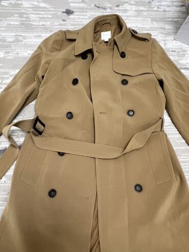 Бежевый двубортный тренч H&M - Классический фасон с лацканами at lalafo.kg Бежевый двубортный тренч H&M - Классический фасон с лацканами